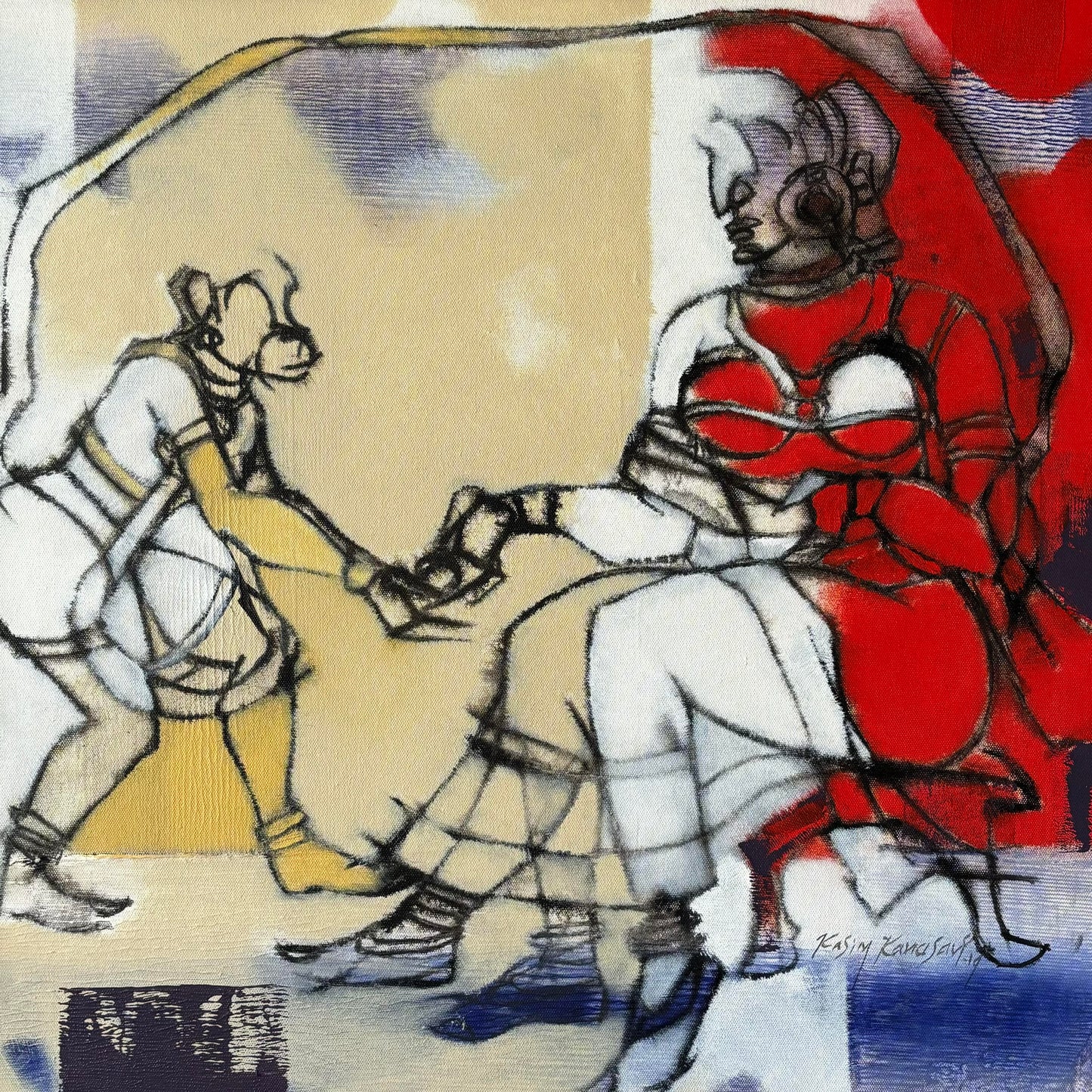 hanuman and sita colorful modern painting