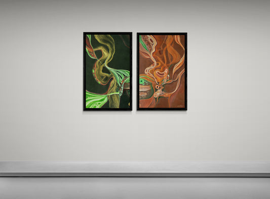 2 painting on a gallery wall